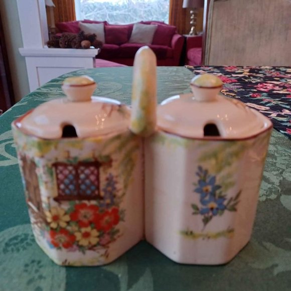Arthur Wood "Cottage Door" 1920s Double Condiment Server - Picture 2 of 10